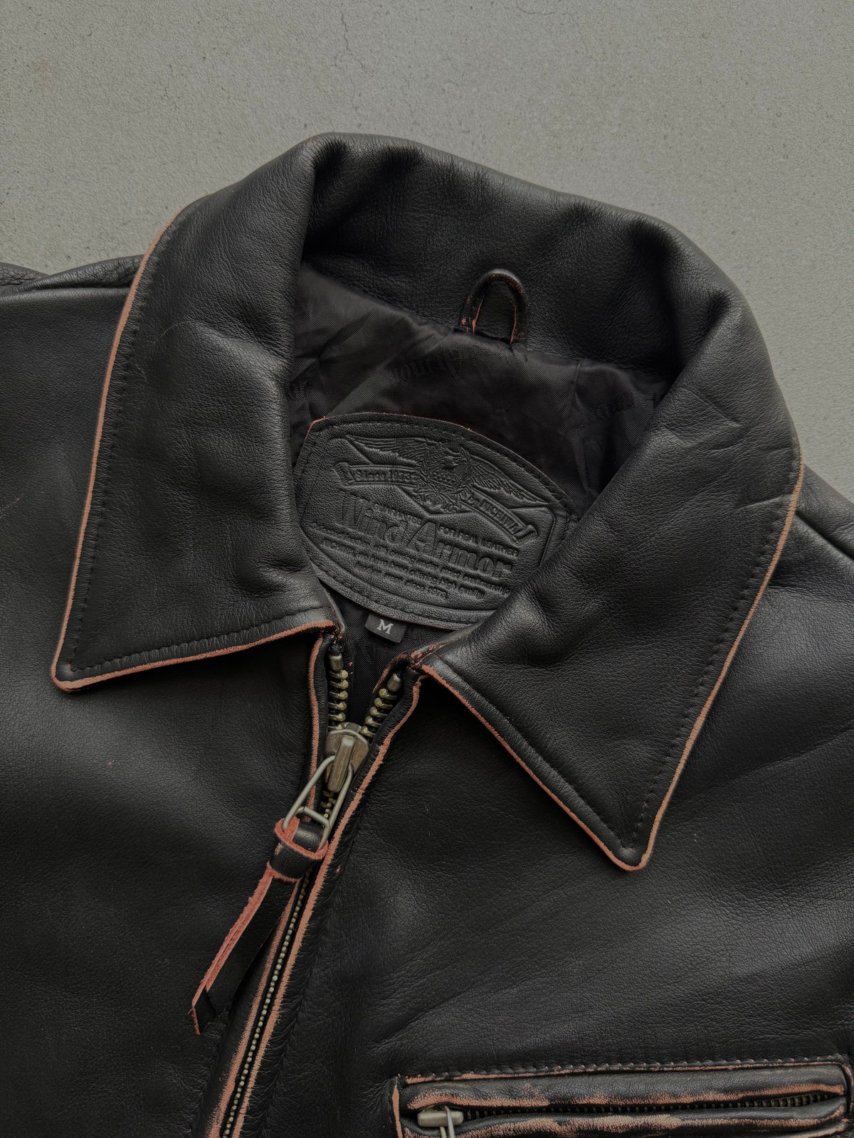 Wind Armour 80s tribal steerhide leather biker jacket